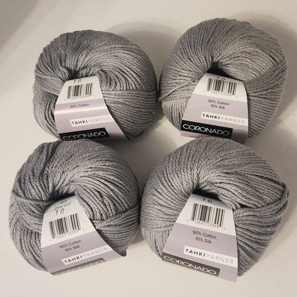 4 Tahki Yarns Coronado Grey 03 DK 90%Cotton/10% Silk 121 Yards Made in Italy - Picture 1 of 6